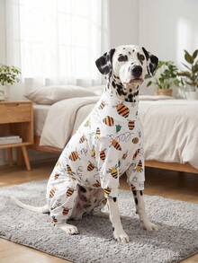 1PC Dog Shedding Hair Control Pajamas - Warm High Stretch Full Coverage Pet Rompers, Anti Licking & Bug Protective Jumpsuit For Small Medium Large Dogs, All Over Printing Dog Clothes - Cute Cartoon Dinosaur Jigsaw Puzzle Pattern - Multicolor - View 10