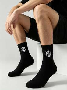 1/5/10/20 Paar Herrensocken, Buchstabenmuster lange Socken, hautfreundlich, dick und bequem, super tolle Socken, für den täglichen Gebrauch, antibakteriell, feuchtigkeitsableitend, Unisex, geeignet für Zuhause, Sport, Schulanfang - Verschiedenfarbig - Übersicht 5