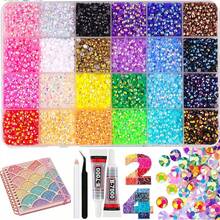24 Colors Transparent Resin Rhinestone Set, Multi-Color Rhinestones With Precision Tweezers And DIY Glue, Suitable For DIY Fashion Accessories, Cups, Book Diamond Decoration - Sparkling Craft Materials, Diamond Painting, Colorful Set - View 1