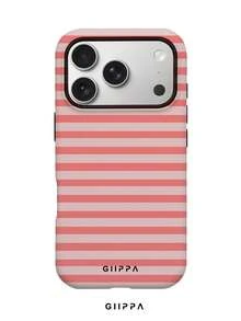 GIIPPA 1件粉色橫條紋圖案設計手機殼，適用於Phone 17 Pro Max，兼容Phone 16 Pro Max、15 Pro Max、14 Pro Max，韓系高端時尚趣味手機殼，兼容11/12/13/14/15/16 Pro Max Plus，優雅設計男女皆宜，聖誕節、情人節、復活節、婚禮季與生日送女友的完美禮物！ - 粉色 - 查看 1