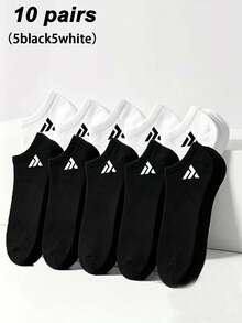 1/5/10/15 Pairs Unisex Minimalist Triangle Logo Solid Color Short Socks, Breathable Sweat-Absorbing Casual Socks, Couple Socks, Suitable For Daily Wear, Sports, Back To School - Multicolor - View 9