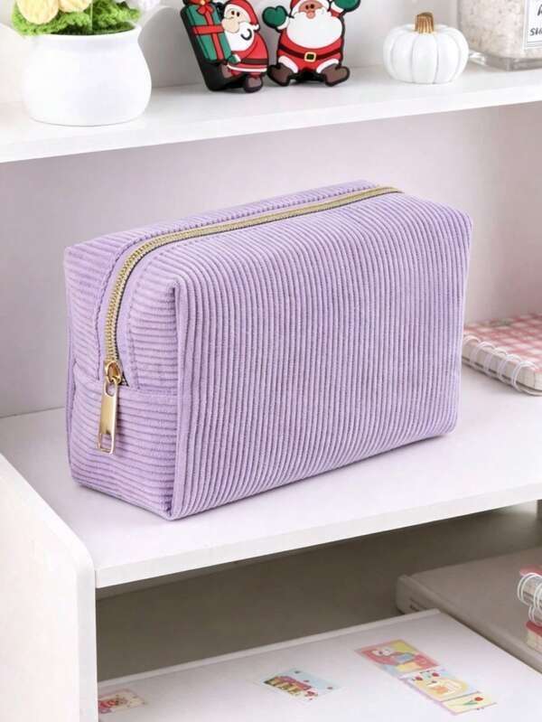 1/2pcs Minimalist Large Capacity Pencil Case, Corduroy Multi-Functional Pencil Pouch, School Supplies, Pencil Bag, Office Supplies, Back To School Gift, Back To School Season, School Supplies, Pencil Bag, Back To School Essentials