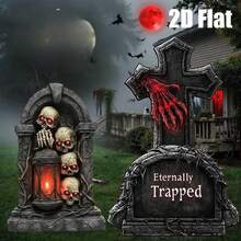 Décoration extérieure de tombe en acrylique plat 2D pour Halloween, panneau de tombe de cimetière d'Halloween avec piquet en plastique, décoration de pelouse d'Halloween, décoration de cimetière d'Halloween, décoration extérieure de jardin - A - Voir 5