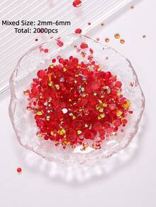 2mm-6mm Mixed Size 2000pcs/Pack Round Flat Back Resin Rhinestones, Transparent Candy Color AB Glitter Gems, Diamond Stickers, Adhesive Beads, Suitable For Clothes, Bags, Shoes, Mugs, Bottles, Water Cups, Phones, DIY Accessories - Sapphire Blue 011 - View 17