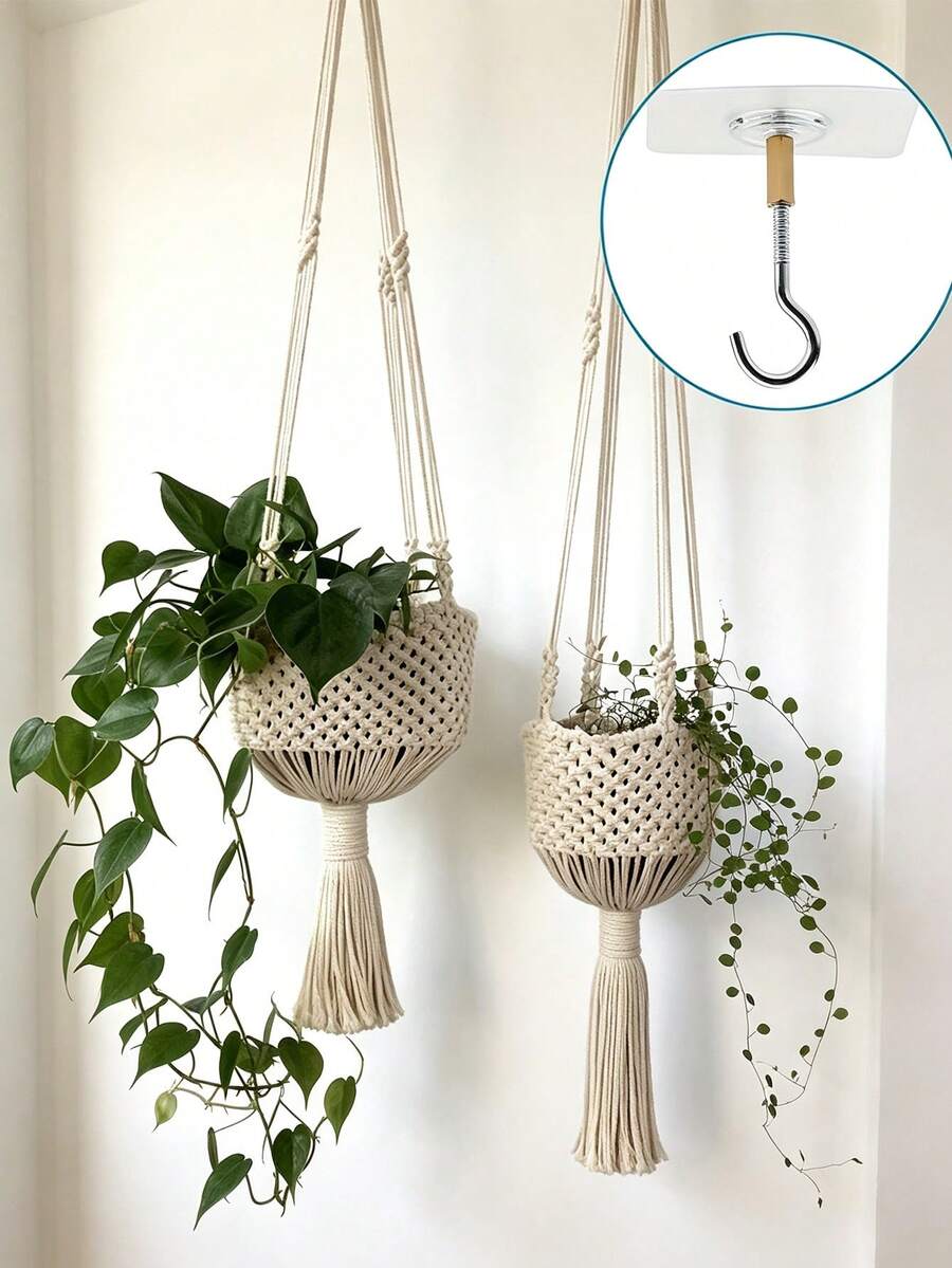 Ganchos adhesivos resistentes para techo, ganchos de acero multifuncionales montados en la pared para colgar plantas, cestas, linternas, adecuados para la decoración del jardín
