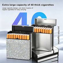 1pc Rhinestone Shiny Cigarette Case, Large Capacity Holds 40 Thick Cigarettes, One-Touch Flip Lid, Anti-Drop Compartment Cigarette Storage Box, Luxury Birthday Housewarming Gift For Men And Dad - Multicolor - View 2