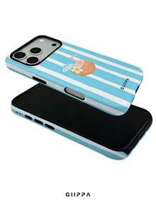 GIIPPA 1件天藍色條紋背景搭配椰子圖案設計手機殼，適用於Phone 17 Pro Max，相容Phone 16 Pro Max、15 Pro Max、14 Pro Max，韓系高端時尚趣味手機殼，相容11/12/13/14/15/16 Pro Max Plus，優雅設計男女皆宜，聖誕節、情人節、復活節、婚禮季與生日送女友的完美禮物！ - 天藍 - 查看 4