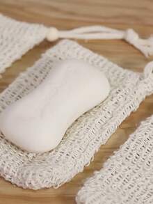 5pcs/10pcs Facial Foam Net - Natural Material, Soft, Breathable, Reusable, Portable Soap Bag, Cotton Soap Bag, Suitable For Bath, Home Beauty And Travel - Beige - View 4