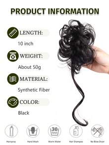 Peluca de moño de barba de dragón, coletero de moño de flores, peluca de peinado retro para mujer, moño lateral, moño alto y bajo, peluca sintética - Multicolor - Ver 4