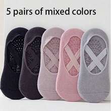 1/3/5/10 Random Assorted Women's Non-Slip Yoga Socks With Cross Strap Pilates Socks - Multicolor - View 11