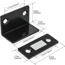 Cabinet Magnetic Catch L-Shaped Ultra Thin Drawer Magnet Closures,Drawer Magnet Adhesive Cabinets Latch For Kitchen Wardrobe Closet Door(8/16/24 Pcs) - Black - View 2