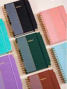 Spiral Notebook With Ruler - A5 Hardcover Double Spiral Bound Diary And Notebook, Easy To Flip, Detachable, College Ruled Thick Paper Double Line Spiral Notebook, Loose-Leaf Binder Notebook Diary Planner Sketchbook, For Creative Inspiration, Ideal Holiday Gift, Suitable For Work, School, Office And Home Use, 70 Pages Hardcover Notebook, 80GSM Thick Paper, Vintage Style, Horizontal Lines, Birthday Gift, Holiday Keepsake, Back To School Gift, Graduation Gift - Multicolor - View 8