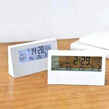 Relogio De Mesa Digital Despertador Light Sensor Temperatura - branco - Visão 3