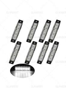 GLANBERT 8个/包 超亮6LED卡车侧灯，防水拖车卡车指示灯，12V 24V宽幅示廓灯，紧急警示灯，转向灯 - 彩色 - 查看 15