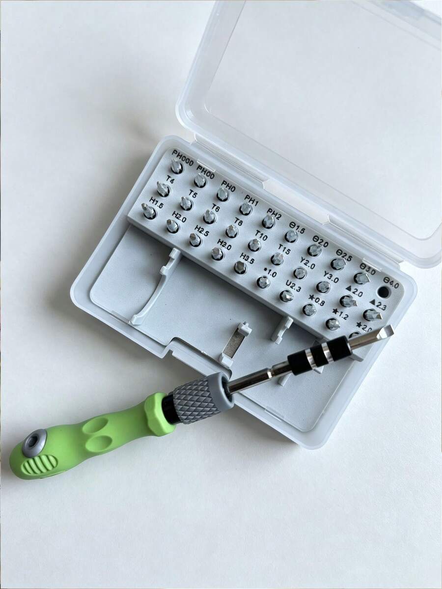 32pcs Precision Screwdriver Set, Covers Flat, Torx, Hex And Other Common Models, Small Home Appliances, Bit Holder Slot Prevents Loss, Compact And Portable, Suitable For Home Repair And Emergency Use, Essential Hardware Repair Tool, High Cost-Performance