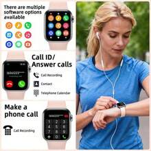 Reloj inteligente para mujer con pantalla LED curva HD de 1,85", compatible con varios idiomas, pantalla táctil completa, reproductor de música integrado, llamadas, notificaciones y juegos, batería grande de 200mAh - Azul - Ver 10