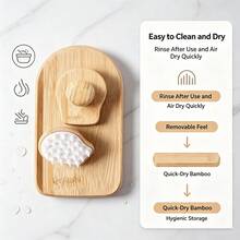 Bamboo Silicone Hair Washing Brush, Home Hair Cleaning Tool, Gentle Scalp Massage Comb For Wet And Dry Use - Apricot - View 1