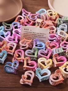10/30/50pcs Sweet Colorful Tie Dye Large Heart Hair Claw Clips For Women, Half-Up Bun & Loose Hair Hair Claw, Fashion Versatile Casual Vacation Style Hair Accessories - Multicolor - View 2