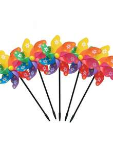 1Pc Rainbow Floral Pinwheel Windmill Decor, Battery-Free Bird Repellent Windmill, Outdoor Lawn Yard Garden Flower Bed Landscape Decor, For Amusement Park Decoration, Applicable For Wedding, Halloween, Party, Holiday Celebration, Photography Prop - Multicolor - View 4