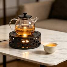 Stainless Steel Tea Warmer With Tea Candle Holder - Teapot Warmer Cover - Stable And Non-Wobbling - Suitable For All Teapots Heating Base - Black - View 4