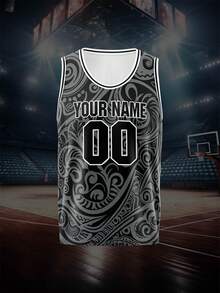 2026 Summer/Autumn Basketball Team Name And Number, Plus Size Basketball Jersey, Casual , Round Neck Tank Top, Game Day Apparel Sports - Multicolor - View 3