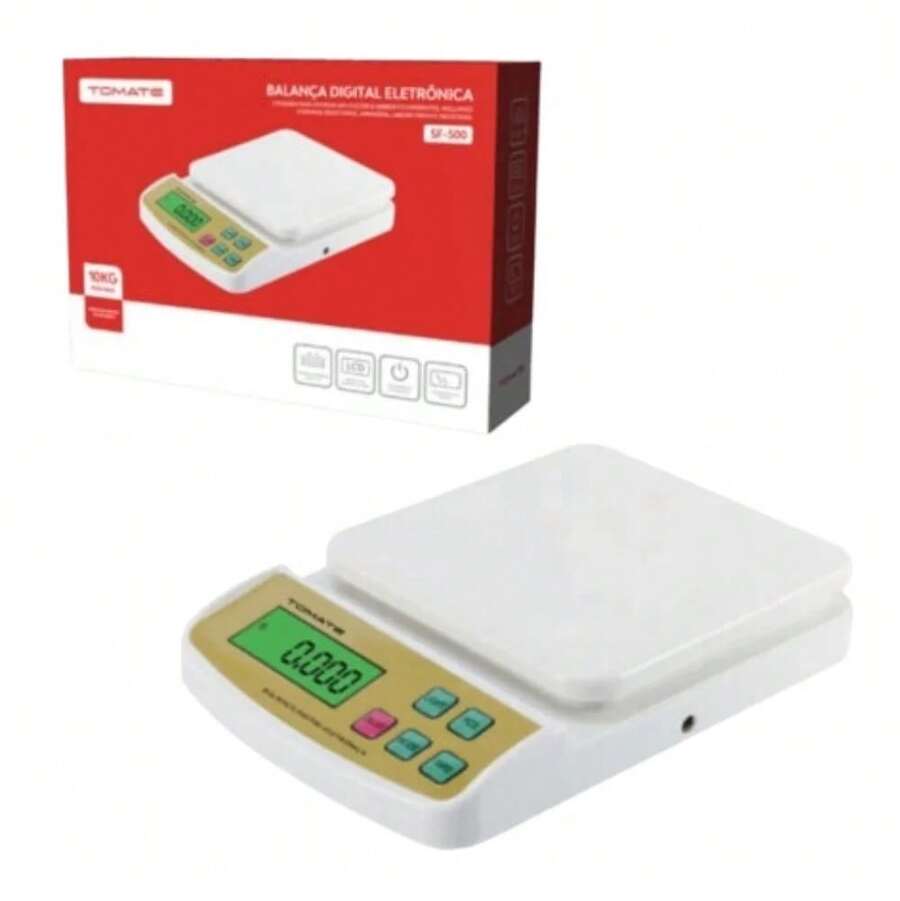 Balança Digital De Precisão Cozinha 10kg Pesar Alimento Branco SF-500 - Branco - Visão 1