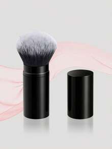 Retractable Face Brush, Retractable Foundation Brush With Cap, All-Aluminum Tube Foundation Brush, Blush Brush, Powder Brush, Multi-Function Makeup Brush, Ideal Choice For Women's Makeup - Black - View 9