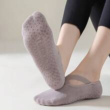 1/3/5/10 Random Assorted Women's Non-Slip Yoga Socks With Cross Strap Pilates Socks - Multicolor - View 3