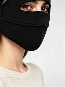 1pc Unisex Wool Winter Face Mask With Fleece Ear Warmers, Windproof Breathable Full Face Cover, Face Lifting Design, Bicycle Motorcycle Skiing Outdoor Sports Cold Protection Mask, Solid Color Winter Accessory - Multicolor - View 6