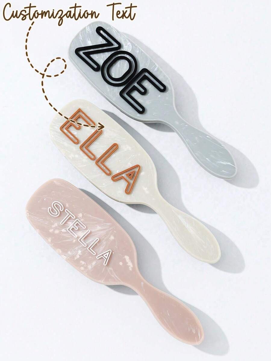 1pc Personalized Name Engraved Anti-Static Solid Color Hair Comb, Gift For Her, Mom, Bridesmaid, Birthday, Party, Anniversary Christmas Beauty Accessories - Multicolor - View 1