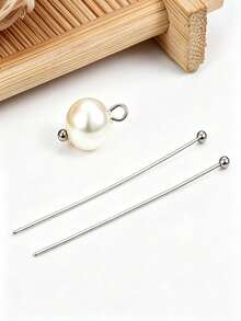 100pcs Bendable & Cuttable Gold Bead Pins, 20-50mm, Ball Head Pins, Suitable For DIY Jewelry Making, Such As Earrings, Pendant Connectors, Bead Piercing & Connecting Basic Accessories - Yellow Gold - View 3