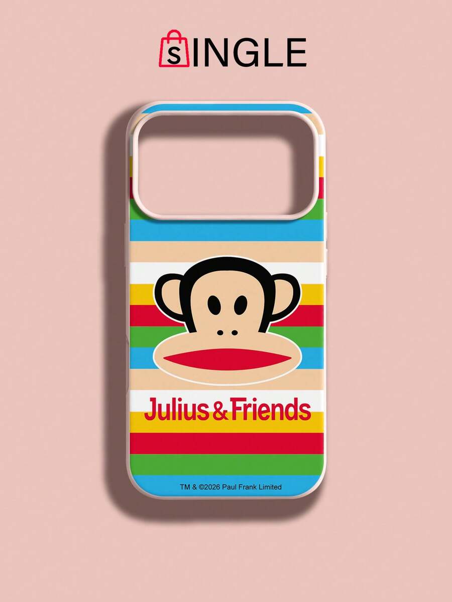 官方授權 Paul Frank 液態矽膠手機殼 全包覆防摔相機保護 卡通大頭猴子彩色條紋字母圖案 新款適用 11/12/13/14/15/16/17 Pro Max 系列手機保護殼 節日禮物 日常通勤 日用防摔高顏值款 - 彩色 - 查看 1