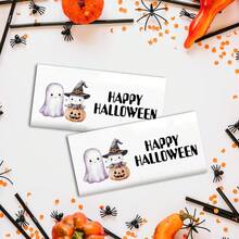 10pcs Halloween Candy Bar Packaging Stickers, Cute Ghost Pumpkin And Witch Design Halloween Mini Candy Chocolate Label Stickers, Party Favors, Halloween Party Decorations, Candy Not Included - Multicolor - View 6