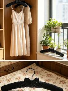 European Style Fabric Covered Clothes Hanger, Non-Slip Mark-Free Hanging Rack For Wedding Dress, Embroidered Sponge Garment Hanger For Clothing Store - Perfect For Wedding Dress And Suits - Wedding Accessories - Wedding Decoration Supplies, Suitable For Suits, Wedding Gifts, Bridal Shower - Multicolor - View 8