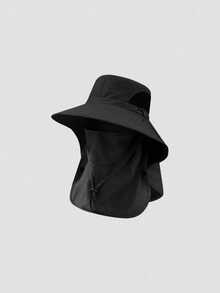 1pc Unisex Solid Color Sun Protection Wide Brim Hat, Suitable For Outdoor Activities, Hiking, Fishing - A - View 11
