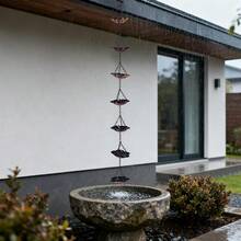 高品質金屬雨鏈，戶外屋頂裝飾性雨水排水鏈，適用於花園、露台、陽台與屋簷 - 花朵雨鏈 - 查看 2