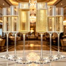 NEW Vertical Stripe Champagne Flute, 5.5 Oz (Approx. 155.9 G) Durable Reusable Champagne Glass - Modern Elegant, Suitable For Weddings, Parties, Anniversaries, Christmas, Birthdays - View 2