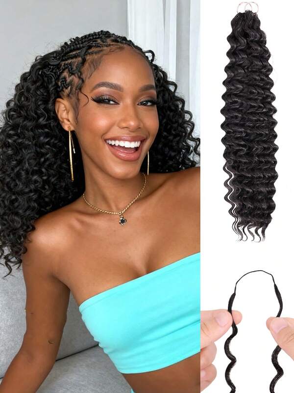 50 piezas Lazos para el cabello de mujer con plumas de ganchillo, lazos de cabello invisibles de onda profunda sintética rizada de milagro