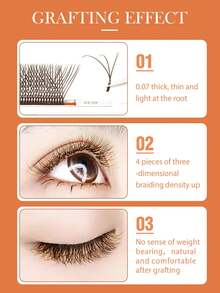 DeceMars 6D W Shaped Eyelashes Extensions C D Dd L M Curl 0.07mm Brown 12 Rows Professional Soft Natural Volume Lashes Extension Lash Clusters, Eyelash Clusters, Individual Eyelashes, Lashes, Fake Lashes - View 2