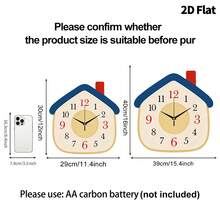 1pc 12"/16" Creative Small House Wall Clock, Ultra-Quiet Quartz Movement, No Ticking Sound, Suitable For Decorating Living Room, Bedroom, Office, Kitchen And Cafe, Perfect Decorative Gift For Friends And Family, Can Be Used For Room Decor, Bedroom Decor, Dorm Decor, Back To School Decor, School Surprise, Home Decor And School Supplies. - Decorative Wall Clock - View 5