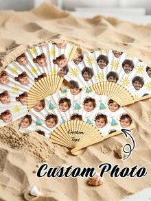 Customized Face Hand Fan, Foldable Paper Wedding Fan, Personalized Wedding Gift, Wedding Reception Fan, Bridesmaid Accessory, Birthday Party Fan - Multicolor - View 8