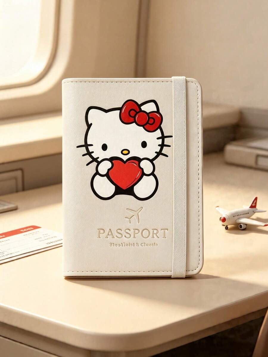 1 pieza Nuevo porta pasaporte de viaje de la serie Sanrio Hello Kitty con estampado, funda de pasaporte con múltiples ranuras y soporte para tarjeta de embarque, accesorio de viaje con diseño de dibujos animados lindo de Pochacco, accesorio de viaje en avión ligero, impermeable y portátil, esencial para vacaciones y viajes de verano - Multicolor - Ver 1