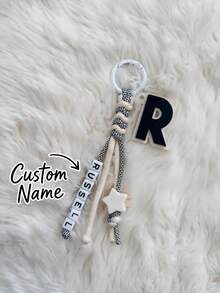 Personalized Initial Bag Charm With Paracord And Custom Name, Cute Backpack Keychain Pendant, School Bag Accessory, Wallet Charm Gift For Girls And Women - Multicolor - View 5