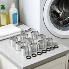 6/12pcs, Water-Saving Faucet Aerators, Stainless Steel Tap Nozzle With Fine Mesh Filter, Flow Restrictor For Kitchen And Bathroom Sinks, Universal Thread Replacement Bubbler Set - Multicolor - View 3