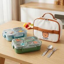 304 Stainless Steel Lunch Box With Compartments,Divided Bento Box, Leak-Proof Lunch Container, Portable Fruit Salad Food Storage Container,Dishwasher & Microwave Allowable,Suitable For Students Adults Use In School, Office, Picnic,Back To School - Multicolor - View 2