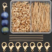 100pcs/120pcs/150pcs DIY Jewelry Clasp Parts Set With Lobster Clasp, (Approx. 50mm) Flat Head Pin, Suitable For Braided DIY Keychain, Necklace, Bracelet, Earring Accessories, Bag Pendant Connector Pin, Cuttable And Bendable Bead Stringing Pin, Bead Connector, DIY Jewelry Making Materials - Lobster Clasp & Flat-head Pin - View 11