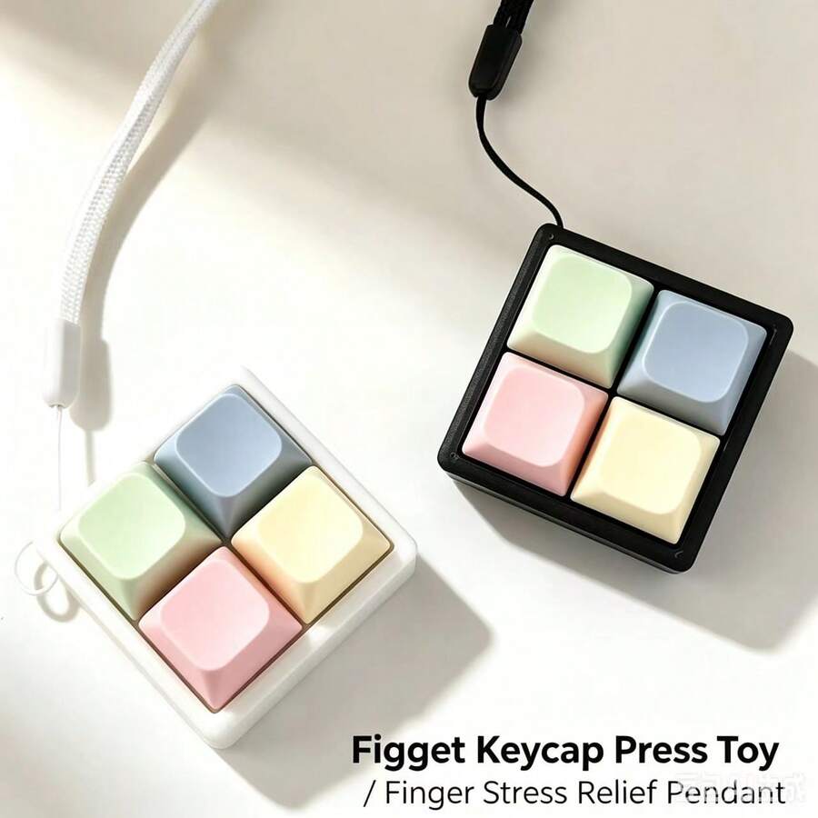 Creative Macaron Color Keycap Stress Relief Toy Square 4-Key Mechanical Keyboard Keycap Stress Relief Toy - Multicolor - View 1