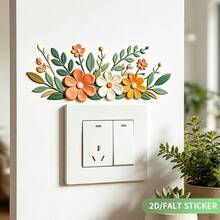1pc 3D Flower Light Switch Cover Sticker Removable Self-Adhesive 2D Acrylic Wall Decal For Bedroom Living Room Bathroom Wall Decor Spring Floral Decoration - 1PC - View 2