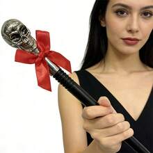 Coroa de Rei com Cruz de Rubi em Prata & Ouro, Conjunto de Cetro com Caveira de Prata, Adereços de Festa de Fantasia Real de Halloween, Acessórios para se Vestir - Multicolorido - Visão 8