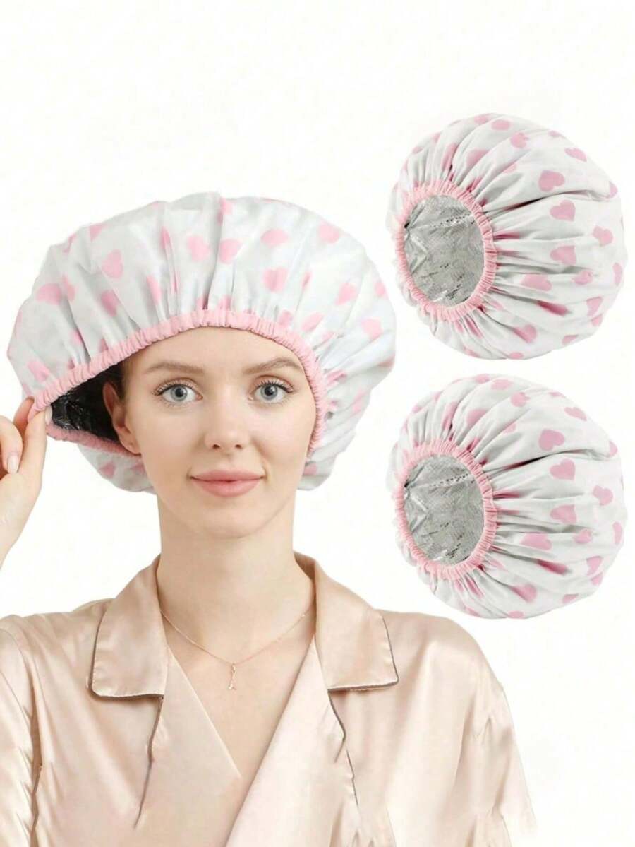 2pcs Heating Cap, For Deep Conditioning, Suitable For Home And Salon Use, Hair Dyeing And Hot Oil Treatment Tool - Multicolor - View 1